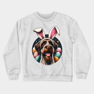 Wirehaired Pointing Griffon Embraces Easter with Bunny Ears Crewneck Sweatshirt